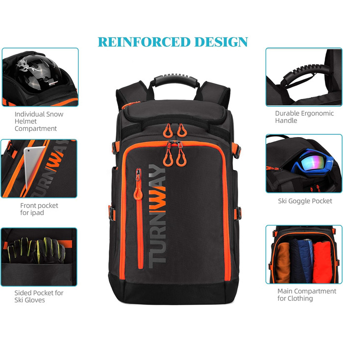 Чохол для лижних/сноубордистських черевиків та скейтборду TurnWay, чорний/помаранчевий, універсальний розмір