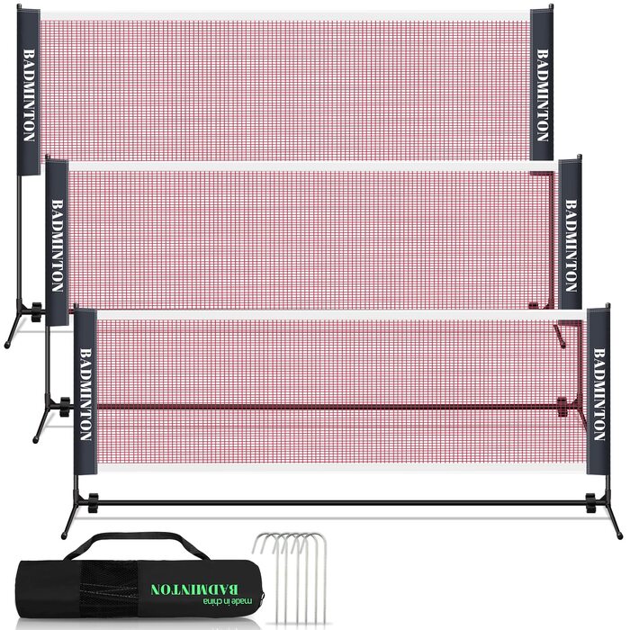 Сітка для бадмінтону та тенісу | Регульована висота | 310/410/510 см | Стабільна конструкція з сумкою для перенесення | Для саду, залу, вулиці
