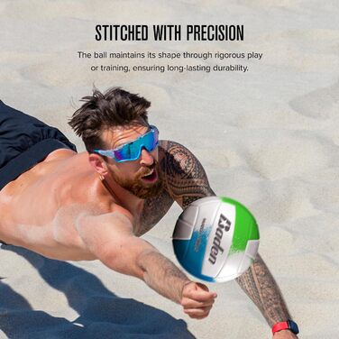 Волейбольний м'яч Baden Match Point для гри на вулиці, з штучної шкіри, розмір 5, Royal Blue/Weiß (neonblau/grün/weiß, Official)