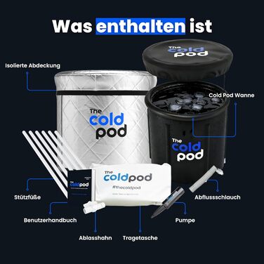 Ейсбад Тонне для атлетів з криотерапією, портативна ванна для льоду, Cold Pod, 75 см, з кришкою