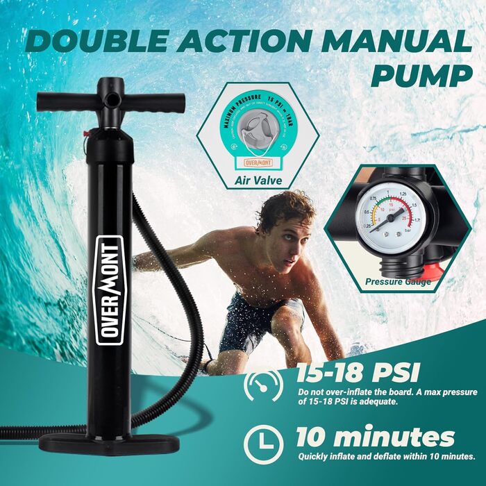 Надувний SUP Борд Overmont - Комплект для Станд-Ап Падлбордингу з Аксесуарами (Пумпо, Весло, Леш, Рюкзак)