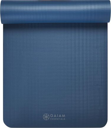 Yogamat Gaiam Essentials товстий 1 см, синій (183x61 см) для йоги та фітнесу з ременем