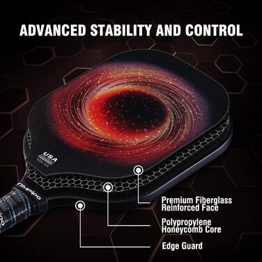 Набір ракет для піклболу Niupipo: 2 шт., фібергласова поверхня, поліпропіленовий сердечник, зручна ручка, легкі, з сумкою. Оранжевий та фіолетовий кольори