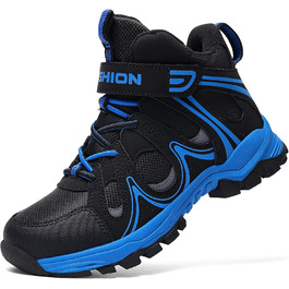 Дитячі зимові черевики ASHION для хлопчиків та дівчаток, снігоступи, утеплені трекінгові черевики, 36 EU, чорний, синій