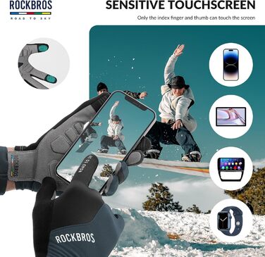 Велосипедні рукавички ROCKBROS Road to Sky: дихаючі рукавички для їзди на велосипеді з сенсорним екраном (5 пальців) для чоловіків та жінок, MTB, шосе, циклинг, зелені (L, сині)
