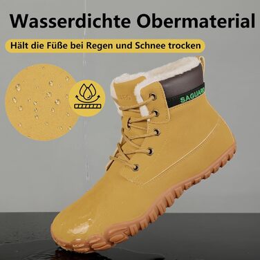 Чоботи зимові чоловічі Saguaro Barfußschuhe, теплі, водонепроникні, розмір 36-48, жовті