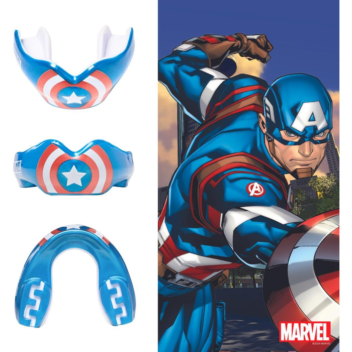 Захисна капа Marvel Captain America для брекетів, універсальна, спортивна, для регбі, ММА, кікбоксингу, дзюдо, хокею, боксу