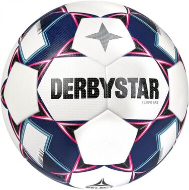 Футбольний м'яч Derbystar Tempo, розмір 5, біло-синьо-рожевий
