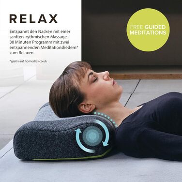 HoMedics Zen медитаційна подушка з пам'яттю, ортопедична подушка для шиї, ароматерапія з ефірними оліями, роликовий масаж, безшумна, бездротова, сіра