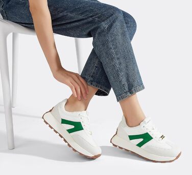 Кросівки жіночі Lucky Step на платформі, ретро-стиль, для бігу, тенісу та повсякденного носіння (Сіро-зелені, 41 EU)