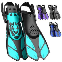 Ласти для плавання Schnorchelflossen регульовані, дорослі, компактні (S/M, темно-зелені) для дайвінгу, снорклінгу та тренувань з сіткою