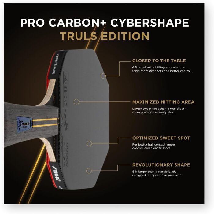 Пінний стіл STIGA Pro Carbon Plus Cybershape Truls Edition - професійний, 5 зірок, Touch Carbon, ITTF, для атакуючих гравців