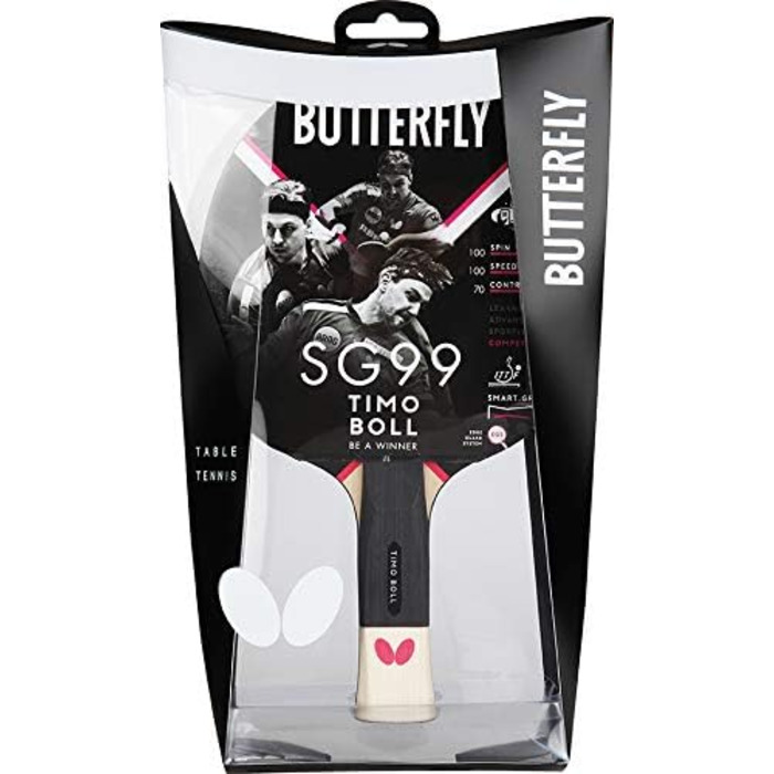 Настільний тенісний ракетка Butterfly Timo Boll SG99 для професіоналів, ITTF сертифікований накладка Wakaba, анатомічна ручка smart.Grip, комплект з чохлом і 3 м'ячами
