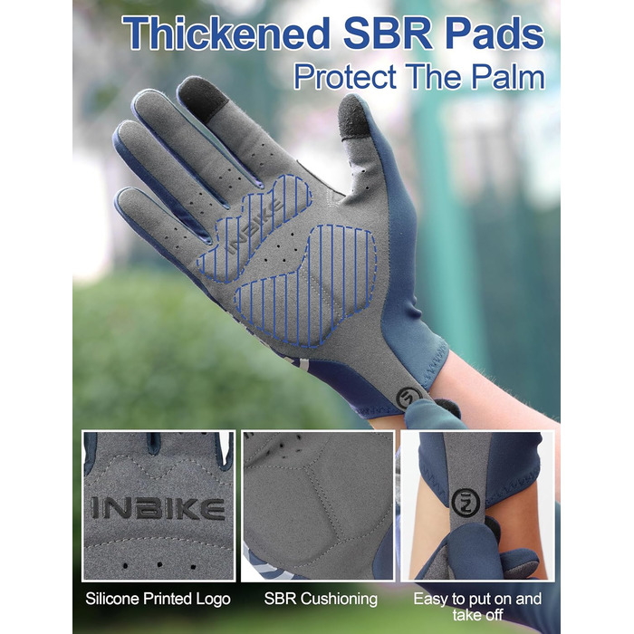 Велосипедні рукавички Inbike MTB зимові, 2 пальці, сенсорний екран, теплі, вітронепроникні, дихаючі, антиковзні, для велоспорту, лиж, катання на сноуборді, IHC701 (Синій, XL)