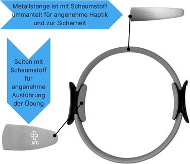 Кільце для пілатесу ATC Handels GmbH 38 см з нековзними ручками - тренажер для пресу, йоги та фітнесу, сірий