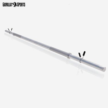 Штанга GORILLA SPORTS хромована 30 мм, 120/150/170 см, з двома пружинними замками, до 200 кг – гриф для штанги, гантельний гриф