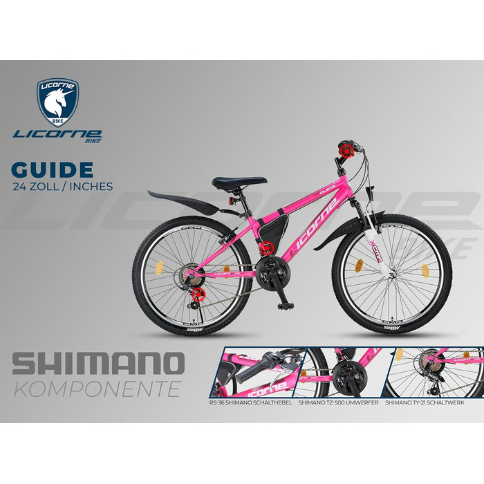 Гірський велосипед Licorne Bike Guide Premium 24'' для дітей та дорослих, 21 швидкість, підлітковий, жіночий, чоловічий