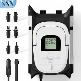 Насос для SUP-дошки GICLE 22PSI, електричний, портативний, для надувних SUP, човнів, водних видів спорту, білий/чорний