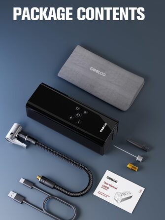 GOOLOO GT150 електричний повітряний компресор 150PSI, акумуляторний насос для авто, велосипедів, м'ячів та мотоциклів з автоматичним відключенням, LED-дисплей