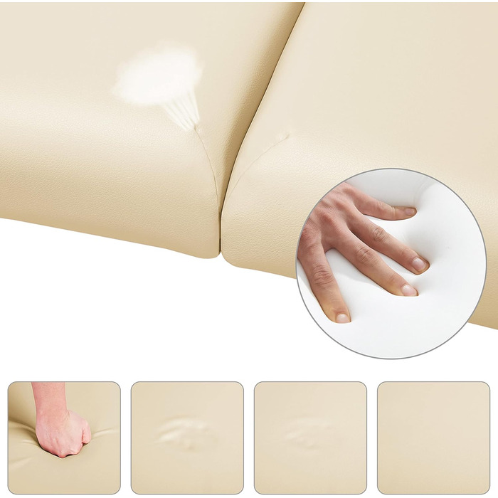 Масажний стіл Yaheetech з 2 зонами, портативний, регульована висота, дерев'яні ніжки, з підголовником та підлокітниками, 213 x 82 x 85,5 см, до 250 кг, кремовий