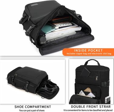 Спортивна сумка-рюкзак Duffel, водонепроникна, з відділенням для взуття, для подорожей, спорту, ноутбука, чорна, X-Large