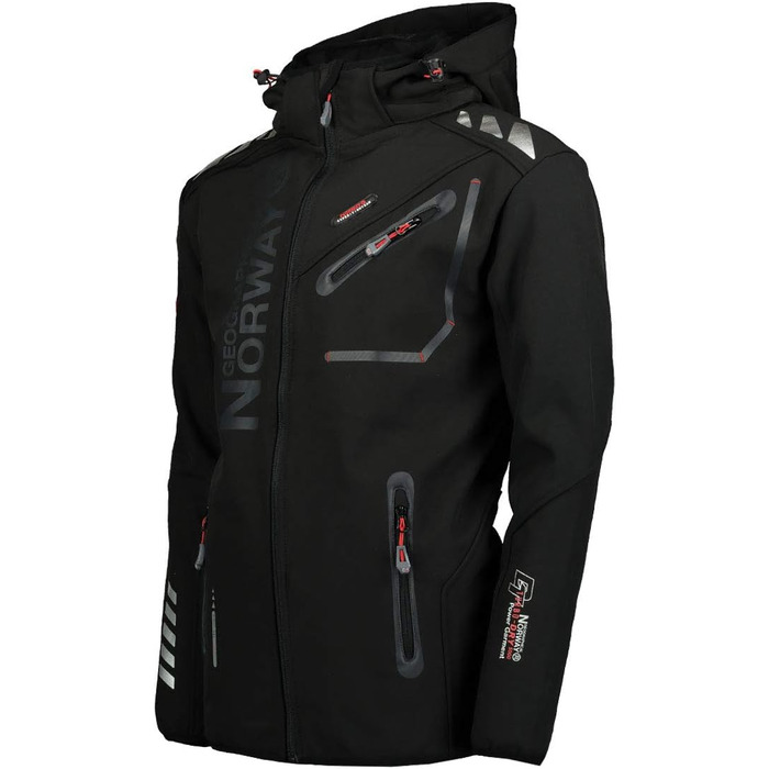 Куртка Softshell Geographical Norway Royal для чоловіків, водонепроникні, з капюшоном, для активного відпочинку (Чорний, XXL)