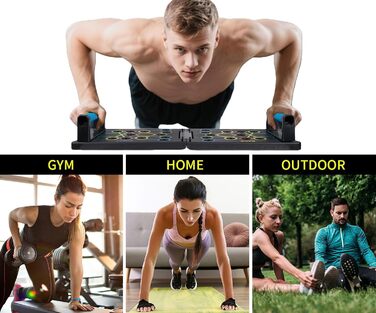 Лежанка для віджимань 24 в 1, складана, з ручками для тренування м'язів. Підходить для чоловіків та жінок (Чорний)