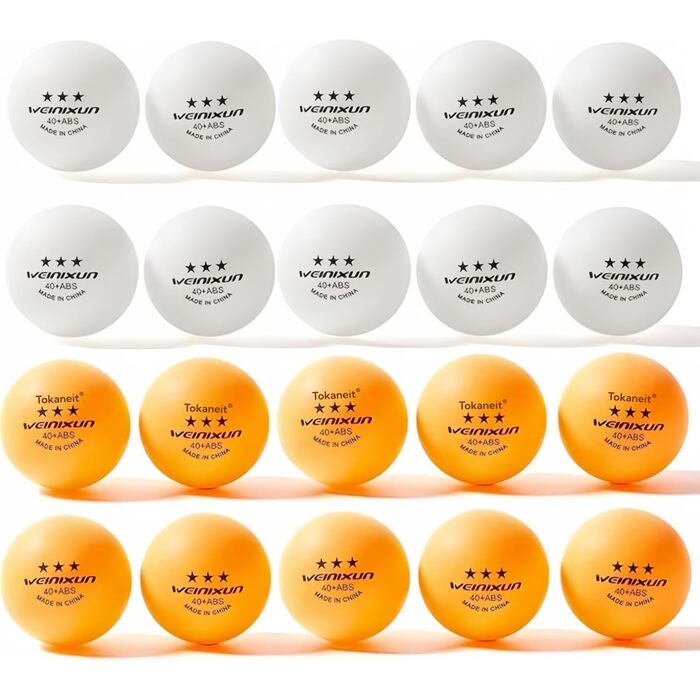 20 тенісних м'ячів для настільного тенісу, поліуретан 40+ якість, різні кольори, тренувальні м'ячі, високоякісні ABS-м'ячі, надзвичайно міцні для внутрішніх та зовнішніх столів для пінг-понгу, змагання та гри. 10 шт. білих + 10 шт. жовтих
