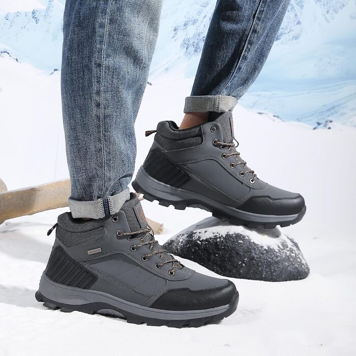 Чоловічі зимові черевики Arrigo Bello: теплий, зручний, водонепроникний трекінг для зими, розмір 41-46, колір зелений (сірий)