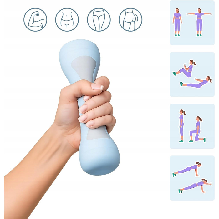 Набір регульованих гантелей Relaxdays, 2 шт., 1-2 кг, гумові