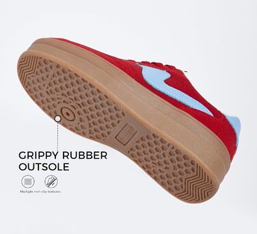 Жіночі кросівки на платформі LUCKY STEP – модні масивні кросівки, зручні шнурівки для повсякденного носіння та прогулянок з прошитими деталями, чорно-білі (червоно-сині, 36 EU)