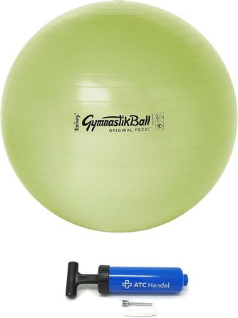 Гімнастичний м'яч Original Pezzi BioBased 42-75 см, лайм/пісочний, до 400 кг, з насосом, для фітнесу, реабілітації, терапії та офісу