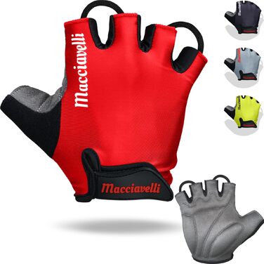 Велосипедні рукавички MACCIAVELLI - напівпальцеві, MTB, шосе, даунхіл, червоні