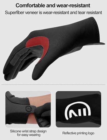 Велосипедні рукавички INBIKE для чоловіків та жінок, літні, дихаючі, MTB, довгі пальці, світловідбиваючі, антиковзні, чорні