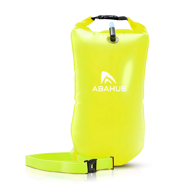 Плавальний буй Abahub з герметичним мішком (Dry Bag) для swimmers у відкритій воді, 15 л, зелений — водонепроникна допомога при плаванні з сигнальним свистком