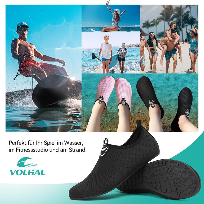 Аквашузи для плавання та відпочинку на пляжі: чоловічі та жіночі, швидковисихаючі, з антиковзаючою підошвою, для йоги та басейну, розмір 35-47 EU (46 EU, 803 Чорний)