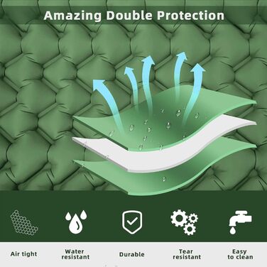 Карет самонадувна ізольована килимок для кемпінгу з подушкою, водонепроникний ультралегкий килимок для сну для відпочинку на природі, походів та подорожей (зелений)