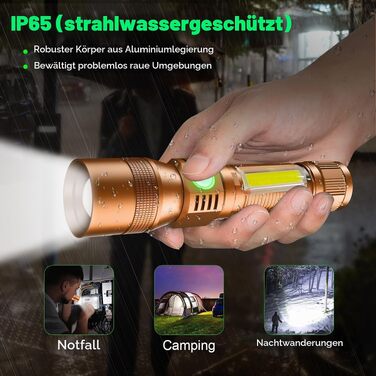 Ліхтарик Karrong LED з USB-зарядкою та магнітом, ультрафіолетовий UV-ліхтар 395нм, 7 режимів світла (включаючи червоне), акумуляторний набір для кемпінгу та походів, коричневий, 2 шт.