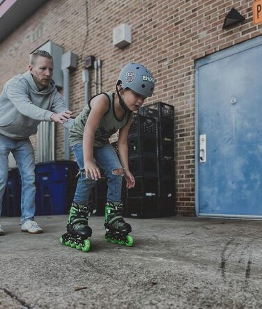 Роликові ковзани Nattork для хлопчиків з підсвічуванням, розмір 32-36, зелені