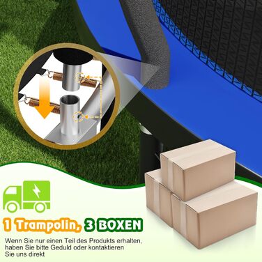 Трамплін Devoko Outdoor Ø 228/305/366/427 см з сіткою безпеки, сходами та мішком для взуття. Сертифікат TÜV Rheinland GS. Трамплін для саду, великий круглий батут для дітей.