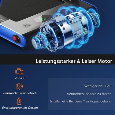 Бігова доріжка COSTWAY для дорослих, синя, 124x69x107 см, універсальна