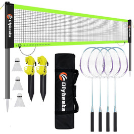 Набір для бадмінтону Baminton: сітка 6x90 см, 4 ракетки (алюміній), 3 волани, сумка. Для саду, пляжу, сімейного відпочинку