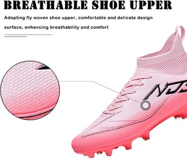 Чоловічі футбольні бутси для юніорів, бутси для тренувань, високі, шиповані, професійні, для змагань, outdoor, штучний газон, унісекс, рожеві, 43 EU