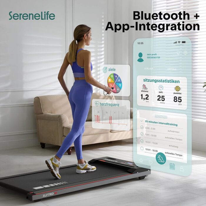 Ходункова доріжка SereneLife SL12 для дому – компактна, складна, з LED-дисплеєм та керуванням через додаток