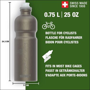 Пляшка для води SIGG Alu Sport 0,75 л, легка, BPA-free, сертифікат KlimaPartner, Швейцарія, колір «Geräucherte Perle»