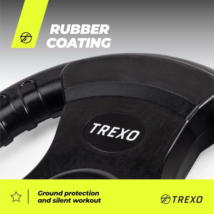 Диск для штанги TREXO 15 кг з ручками, чавунний, покритий, для кросфіту та силових тренувань
