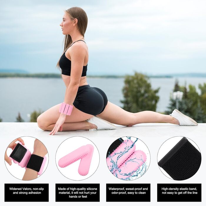 Важільчики для зап'ястя та щиколоток RYACO, 2 шт. (2x0,5KG), регульовані манжети, для рук, ніг та плечей, для ходьби, бігу, йоги, пілатесу, аеробіки, рожеві