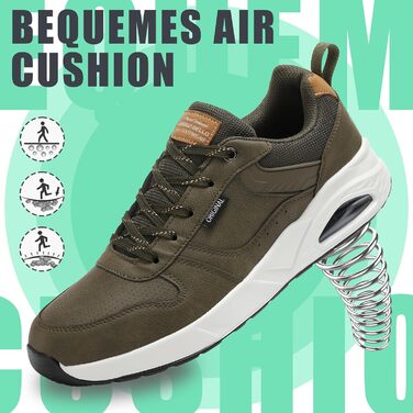 Sneaker TARELO для чоловіків: кросівки з повітряною подушкою, зручні спортивні кросівки для відпочинку, дихаючі, легкі, для тенісу, зелені, 44 EU