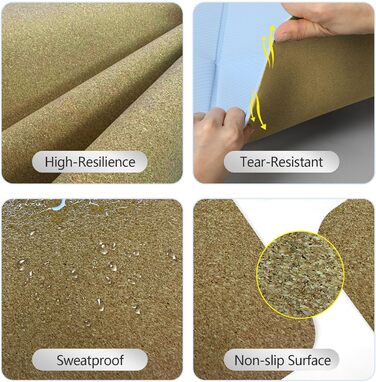 Йога мат Enssy для подорожей, складаний, компактний, 173 x 61 см, 0,4 см, з сумкою, легкий дизайн Pilates з корком, лотос, центр лінія 1