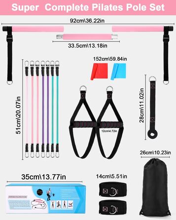 Набір для фітнесу та пілатесу з еластичними стрічками (6 шт.)